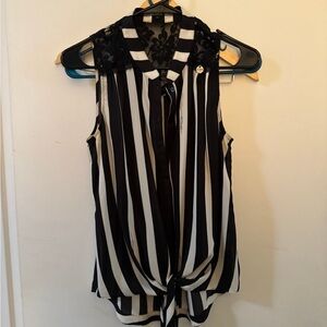 Black and White Striped Sleeveless Top